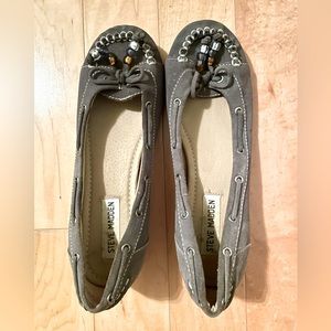 Gray Suede Beaded Moccasins | Steve Madden